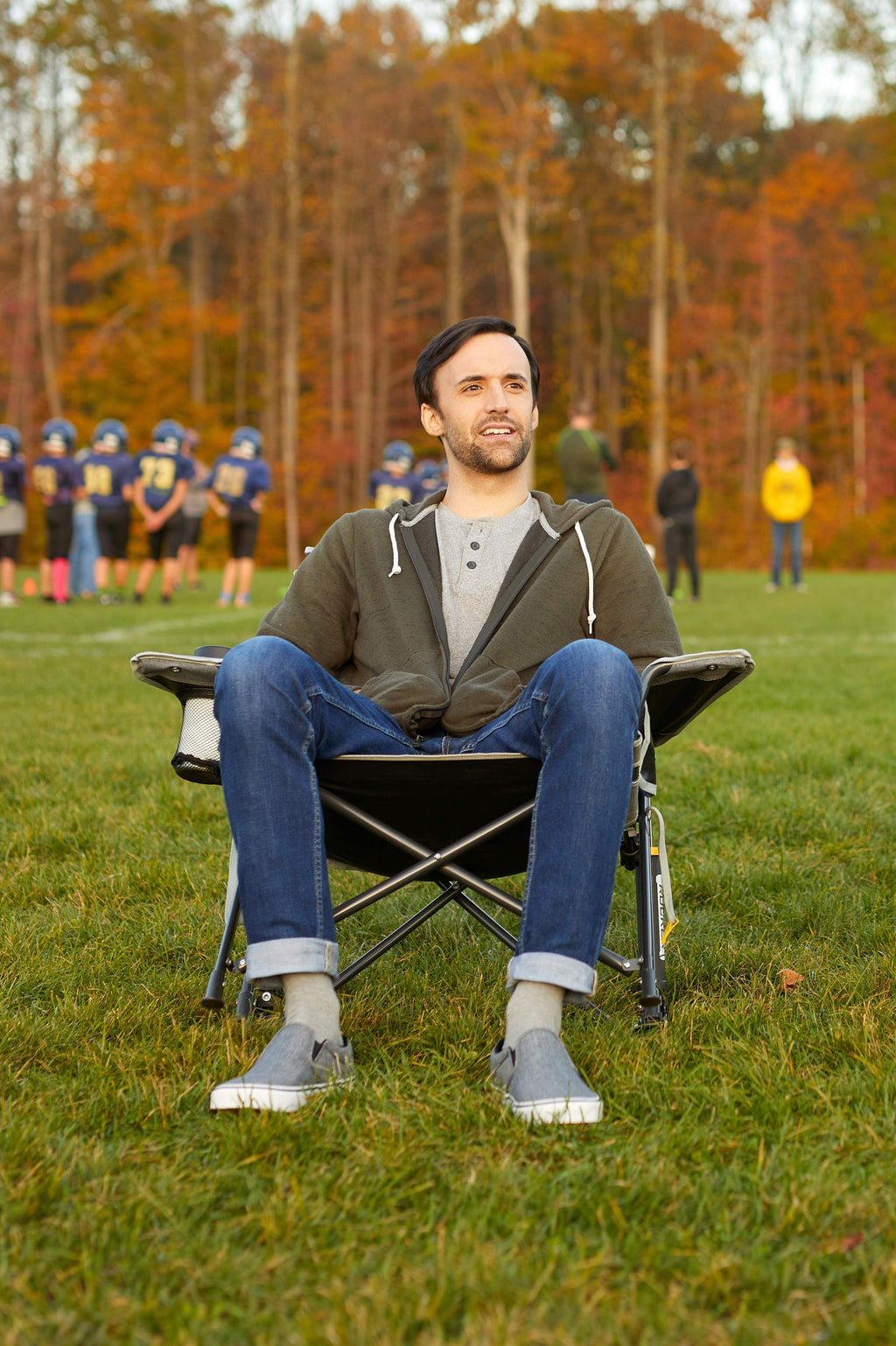 Kickback Rocker Foldable Rocking Camp Chair, Heathered Indigo