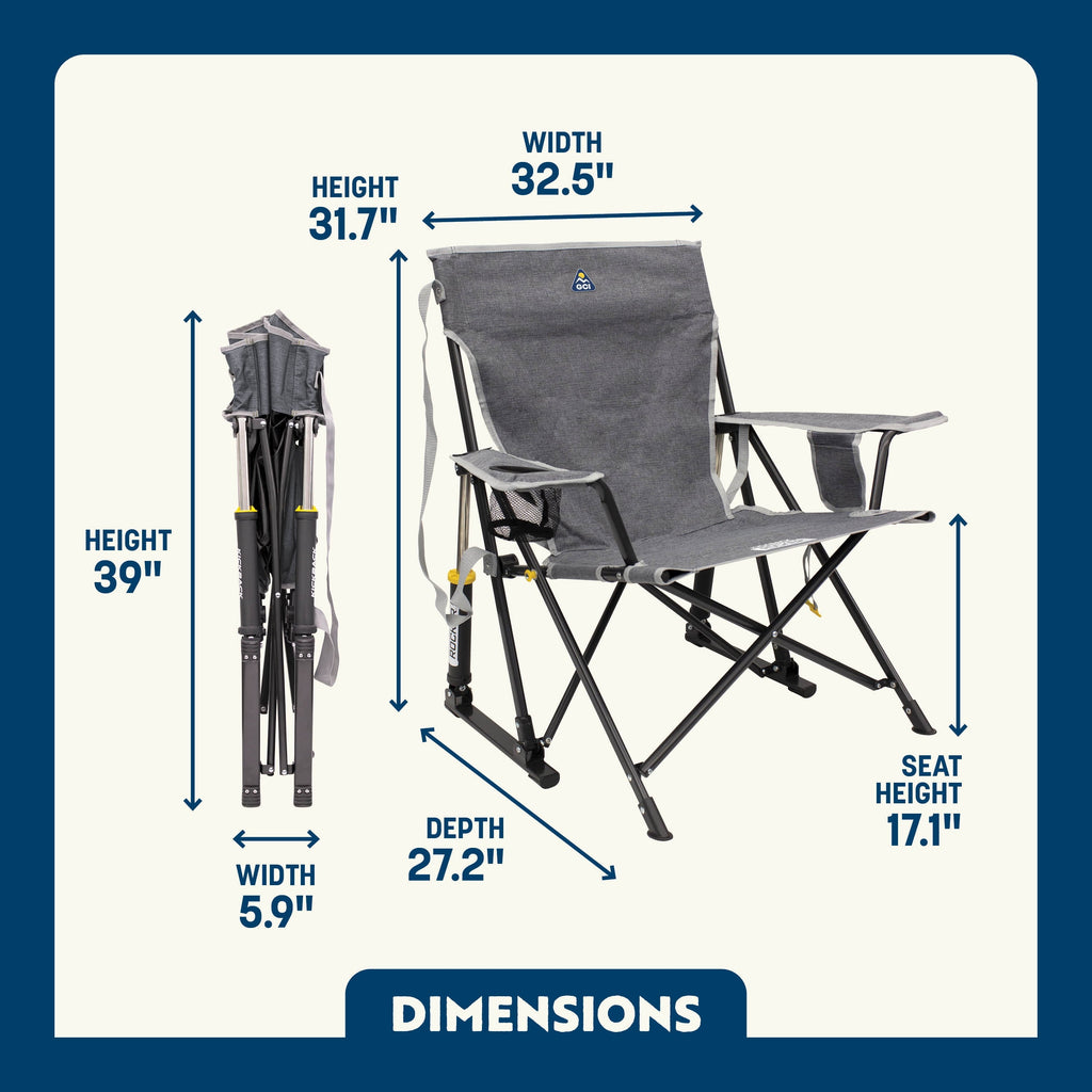 Kickback Rocker Foldable Rocking Camp Chair, Heathered Indigo