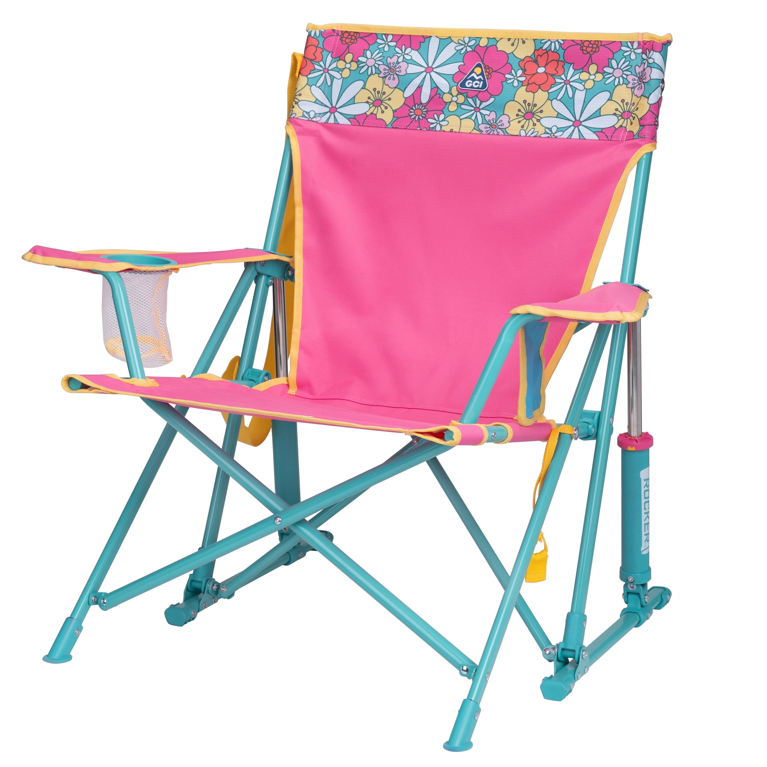 Kickback Rocker Foldable Rocking Camp Chair, Heathered Indigo