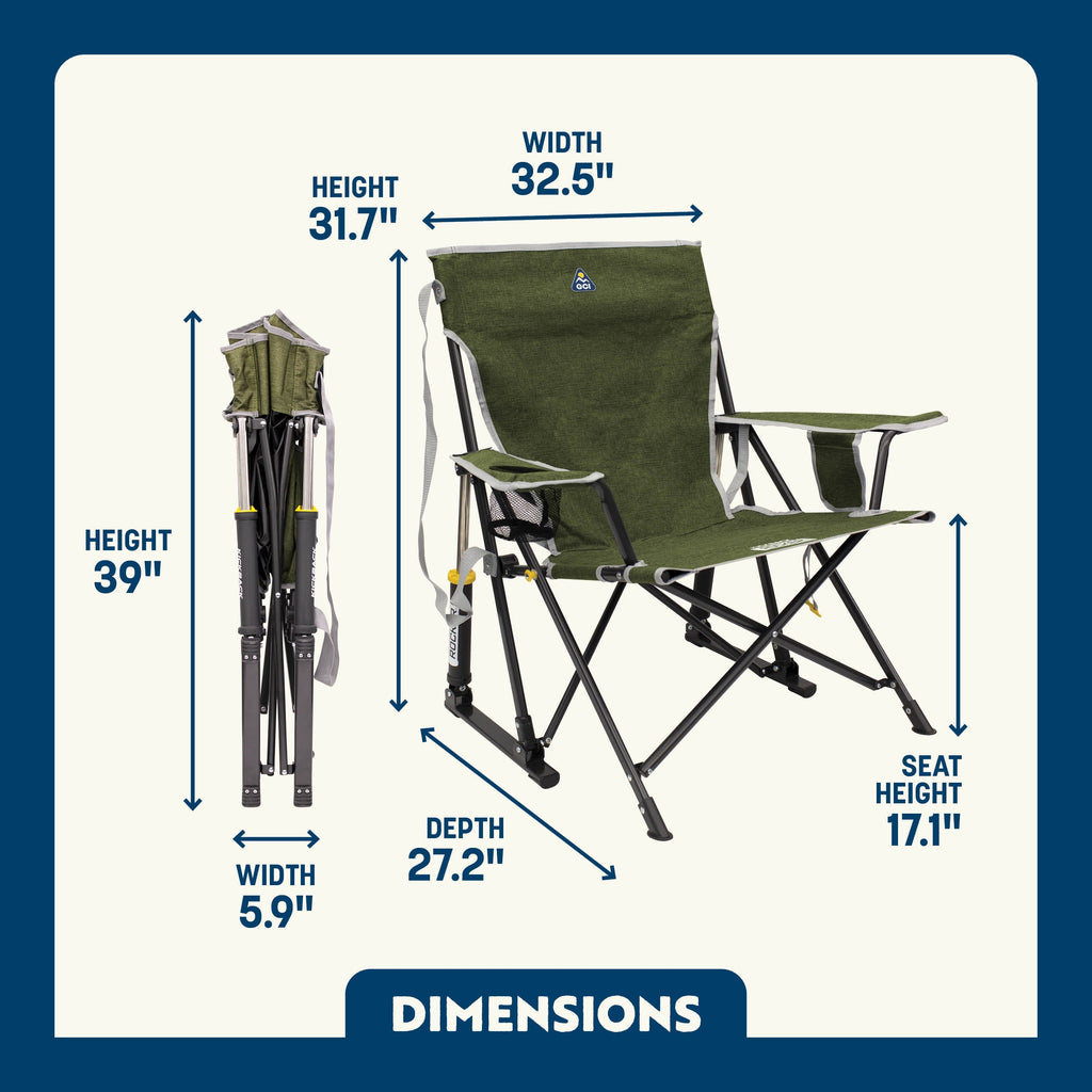 Kickback Rocker Foldable Rocking Camp Chair, Heathered Indigo