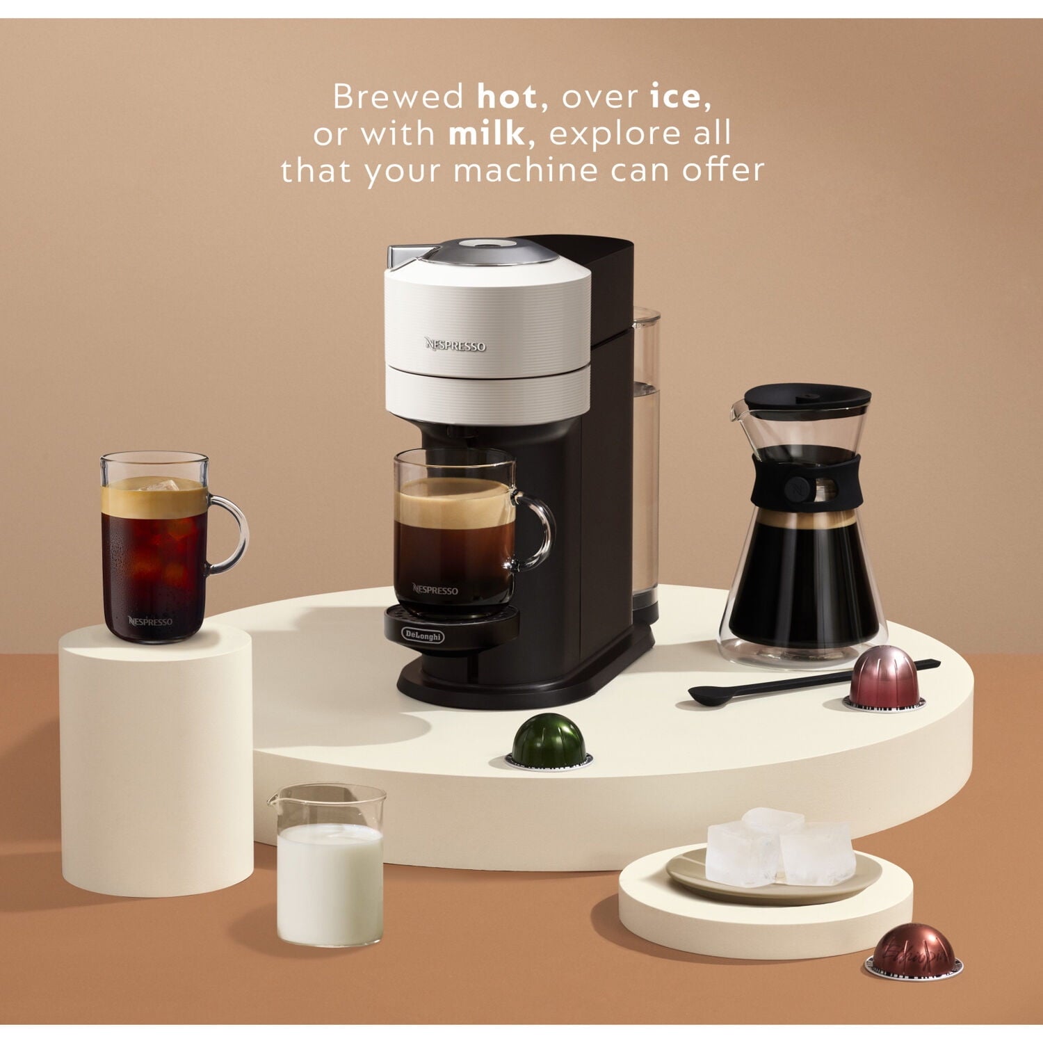 ENV120WAE Vertuo Next Coffee and Espresso Maker, Machine + Aeroccino, White