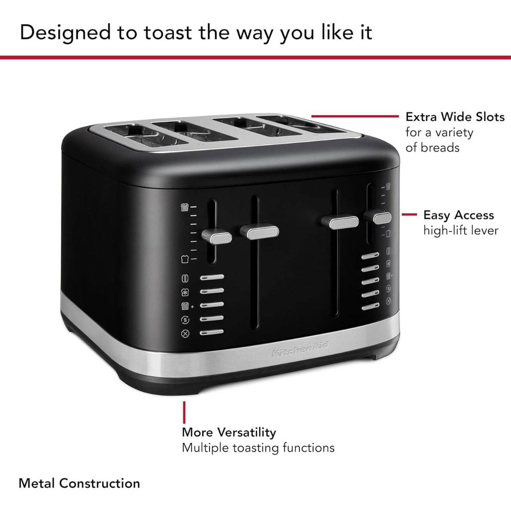 4 Slice Metal Toaster | Matte Black