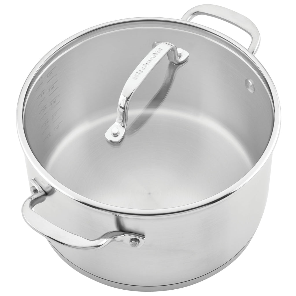 3-Ply Base 11 Pcs Stainless Steel Cookware Induction Pots and Pans Set, Metal Utensil and Dishwasher Safe and Oven Safe to 500°F, Brushed Stainless Steel
