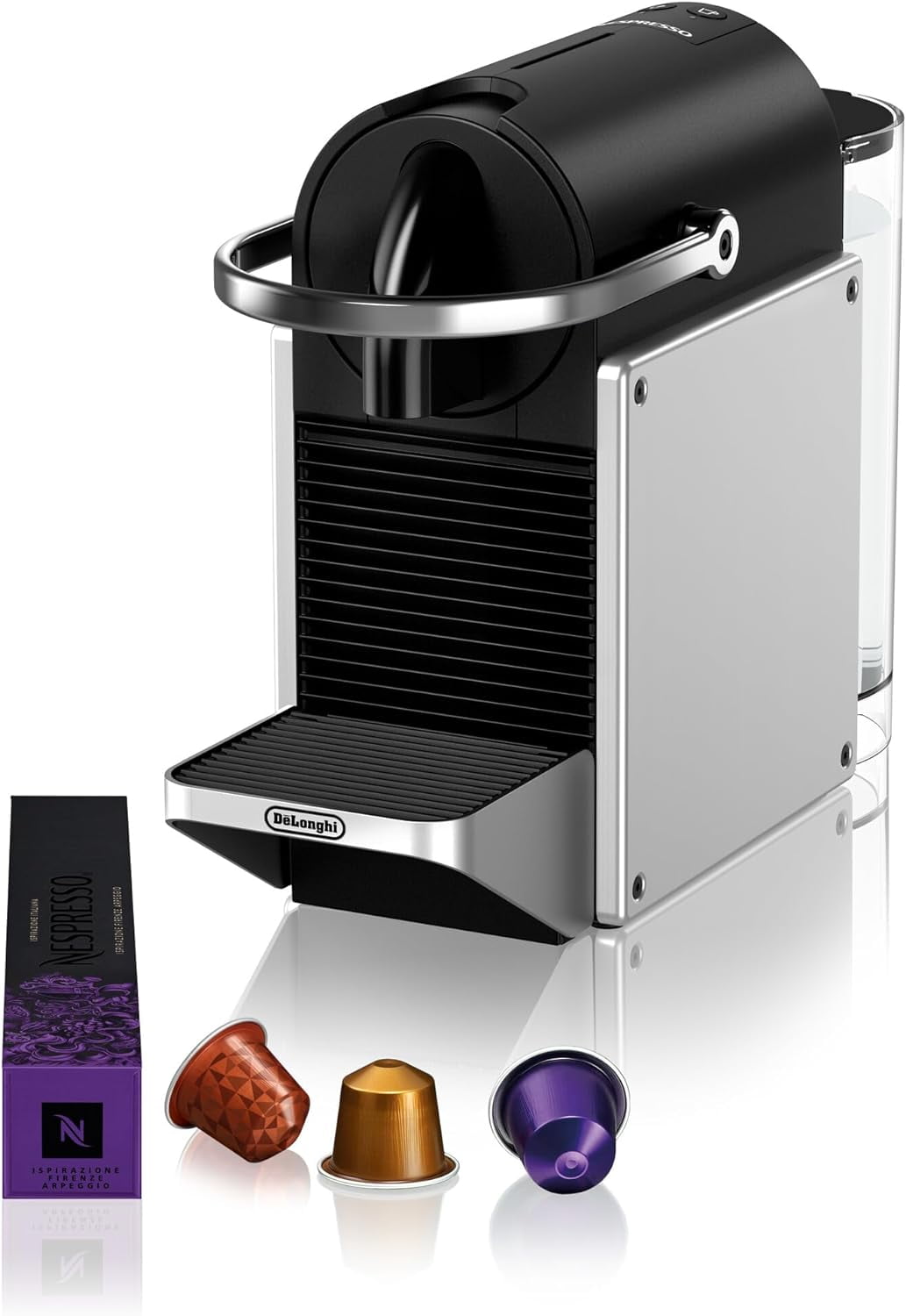 Pixie EN127.S, Fully Automatic Coffee Machine, One-Button Coffee Machine with Multi-Function, Welcome Set Included, Compact Design, 19 Bar Pressure, 1260W, Silver