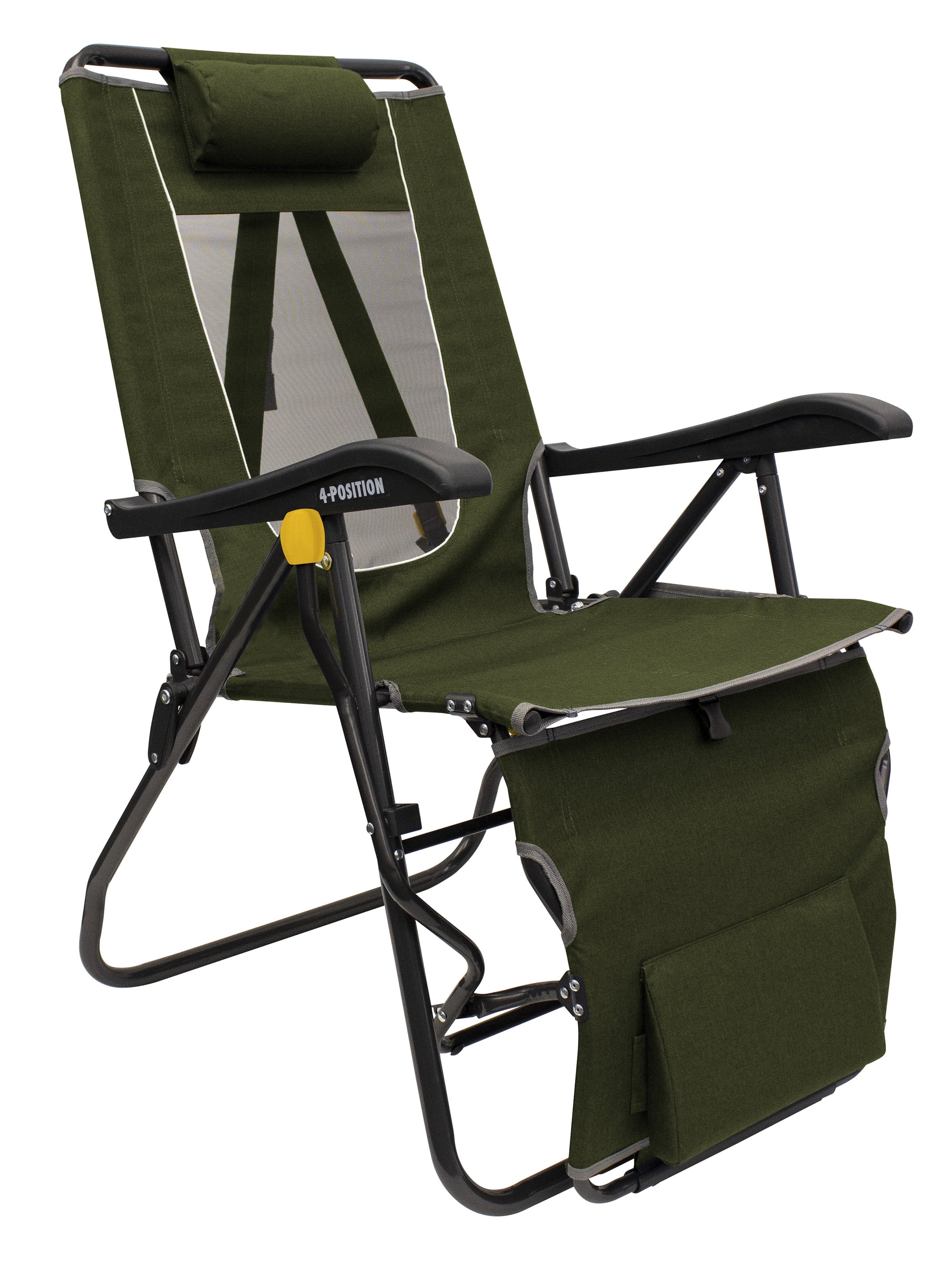 Legz Up Lounger Adjustable Folding Recliner Camp Chair, Heathered Loden