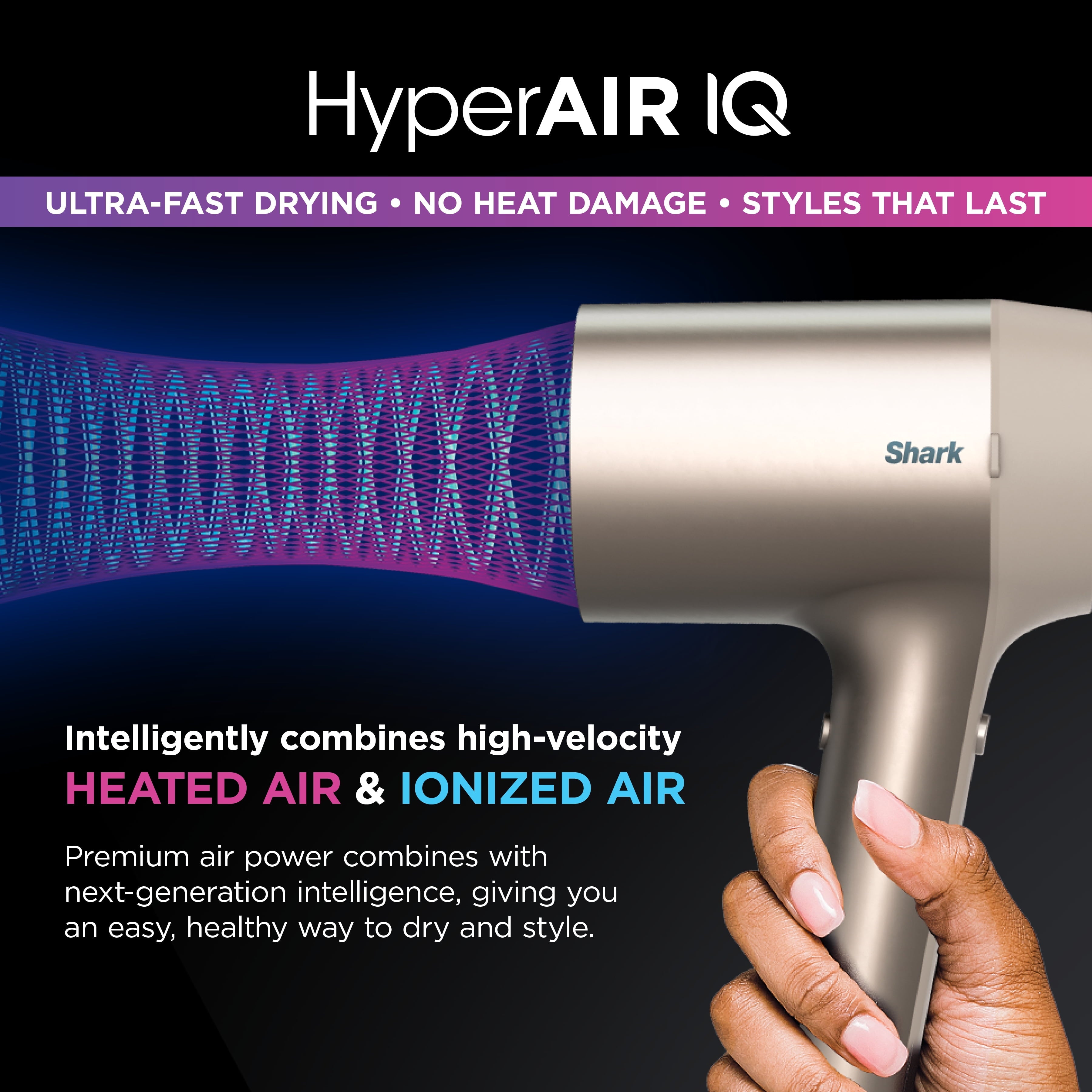 HyperAIR Ionic Hair Dryer with IQ 2-in-1 Concentrator &amp; Styling Brush Attachments, HD112