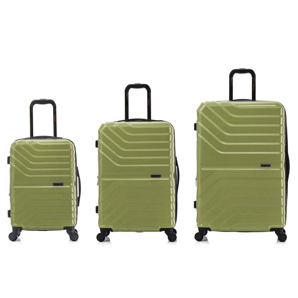 AURUM 3-Piece Hardside Luggage Sets with Spinner Wheels, Handle and Trolley, (20"/24"/28"), Green