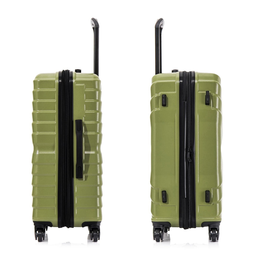 AURUM 3-Piece Hardside Luggage Sets with Spinner Wheels, Handle and Trolley, (20"/24"/28"), Green