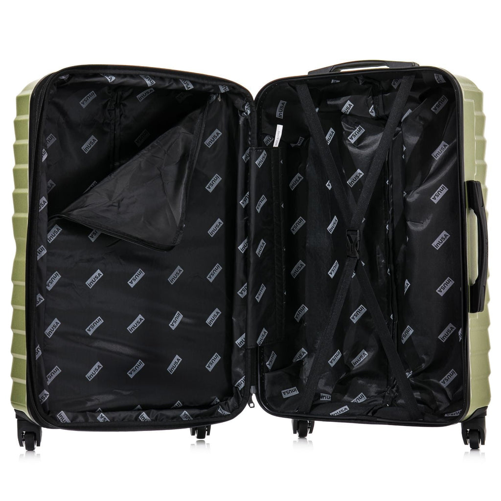 AURUM 3-Piece Hardside Luggage Sets with Spinner Wheels, Handle and Trolley, (20"/24"/28"), Green