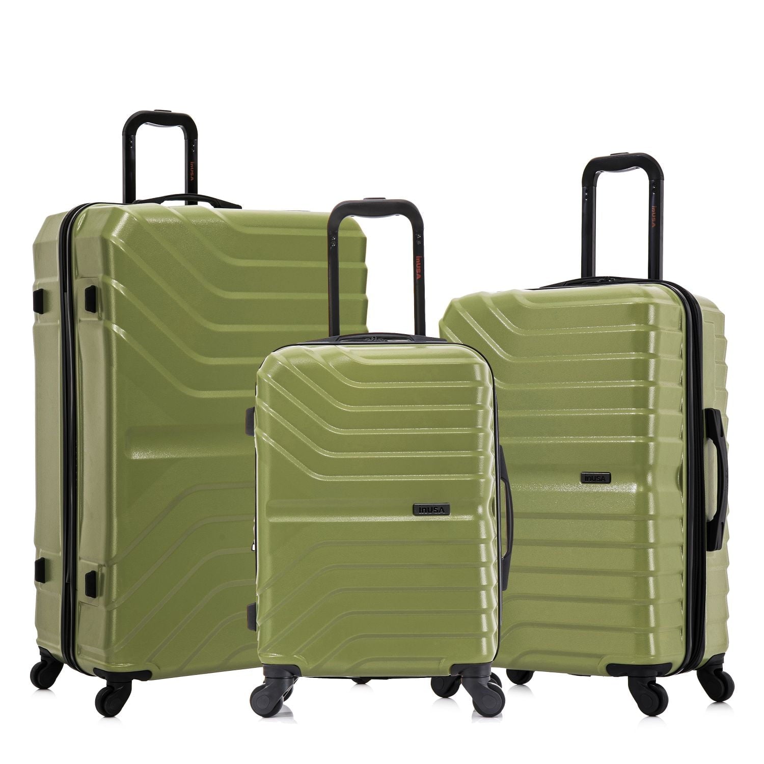 AURUM 3-Piece Hardside Luggage Sets with Spinner Wheels, Handle and Trolley, (20"/24"/28"), Green