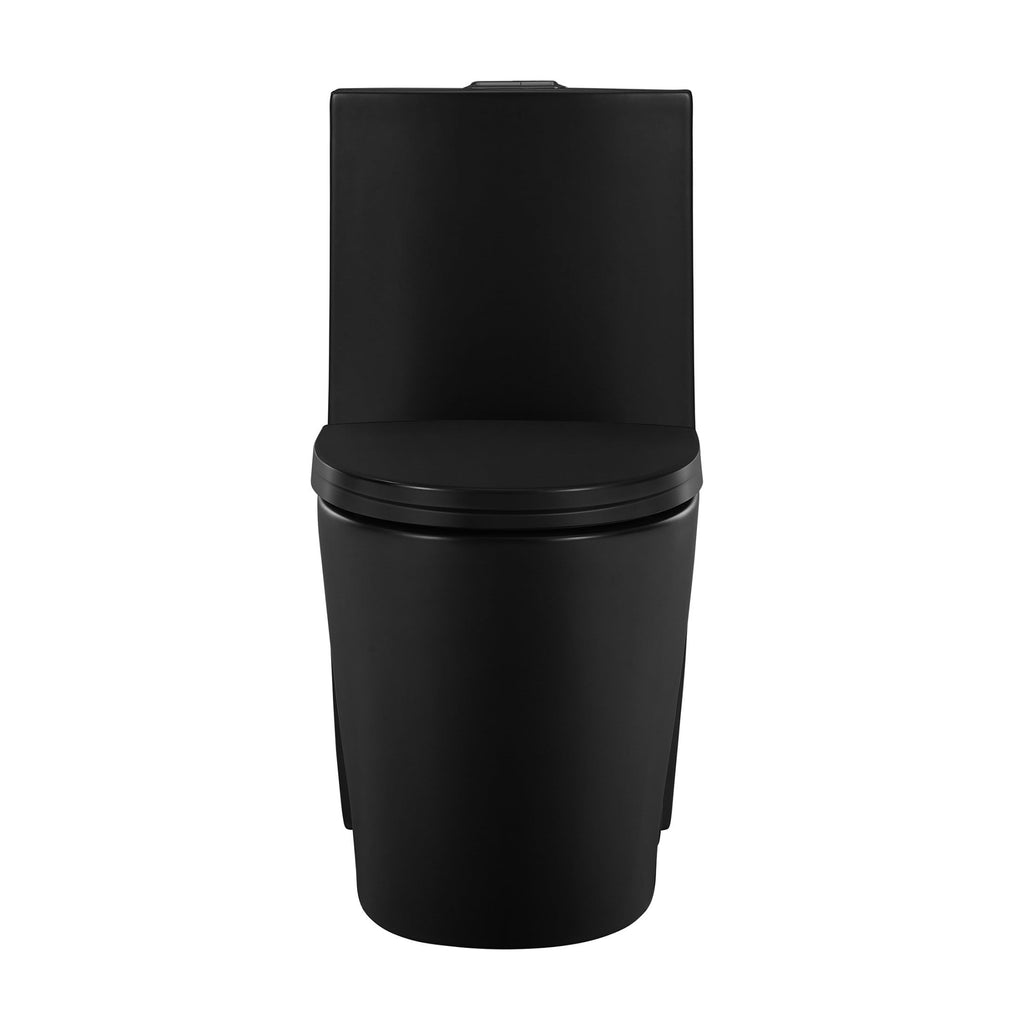One Piece Elongated Toilet Dual Vortex™ Flush in Matte Black, Black Hardware 1.1/1.6 gpf