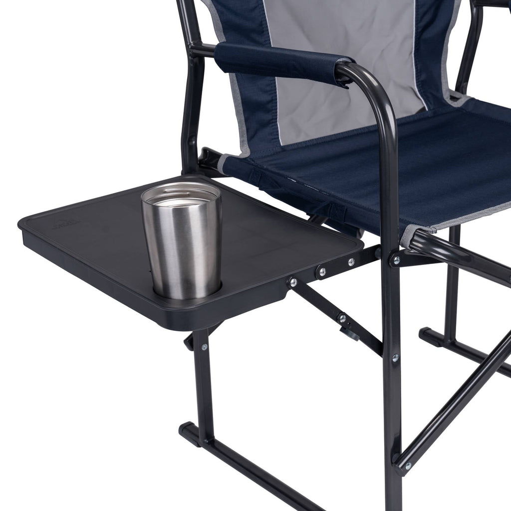 Slim-Fold Director's Chair Compact Folding Camp Chair with Side Table, Indigo