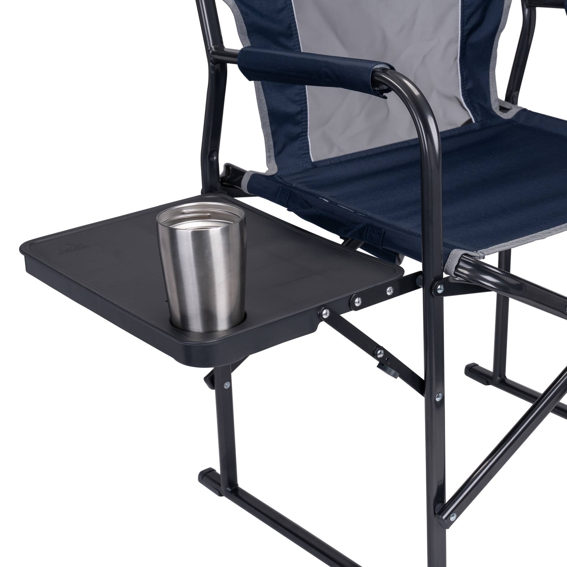 Slim-Fold Director's Chair Compact Folding Camp Chair with Side Table, Indigo