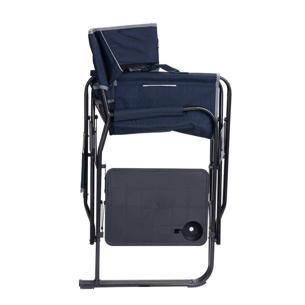 Slim-Fold Director's Chair Compact Folding Camp Chair with Side Table, Indigo