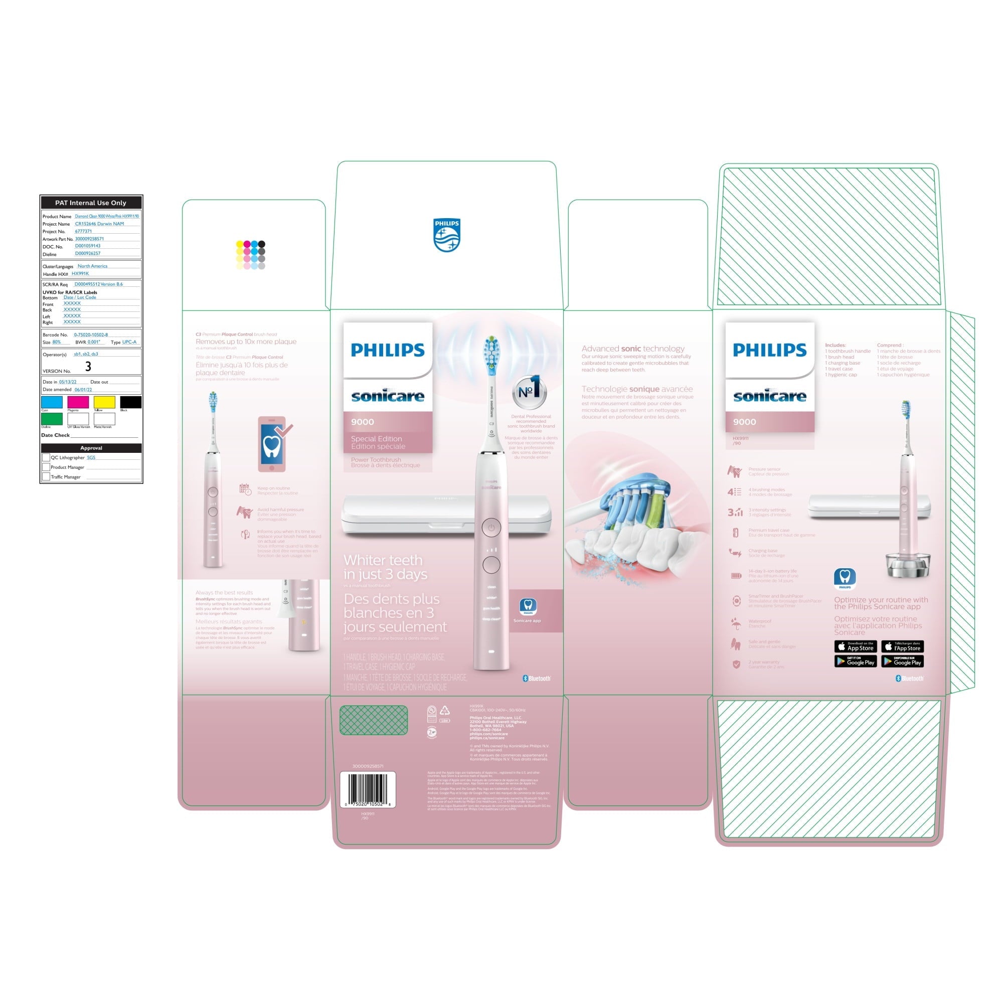 9000 Special Edition Rechargeable Toothbrush, Pink White, HX9911/90