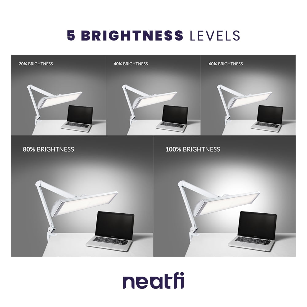 3500 Lumens LED Desk Lamp with Clamp, 26-inch Wide, 3 Light Modes, Reading &amp; Workbench, White