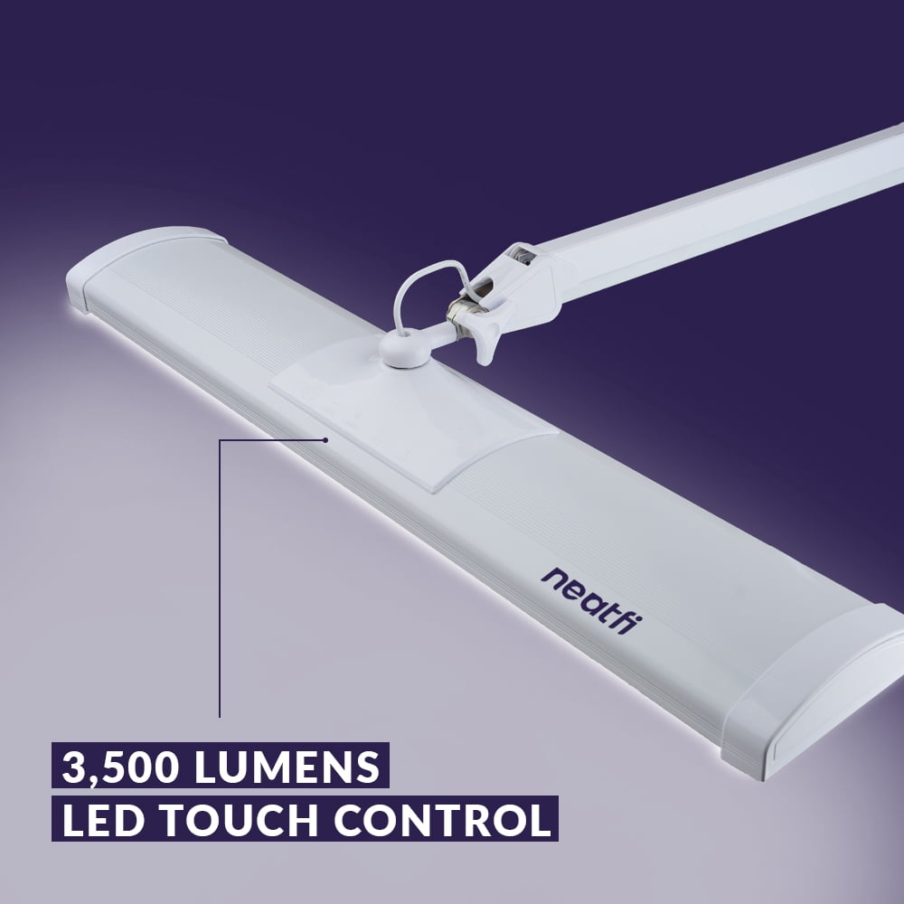 3500 Lumens LED Desk Lamp with Clamp, 26-inch Wide, 3 Light Modes, Reading &amp; Workbench, White