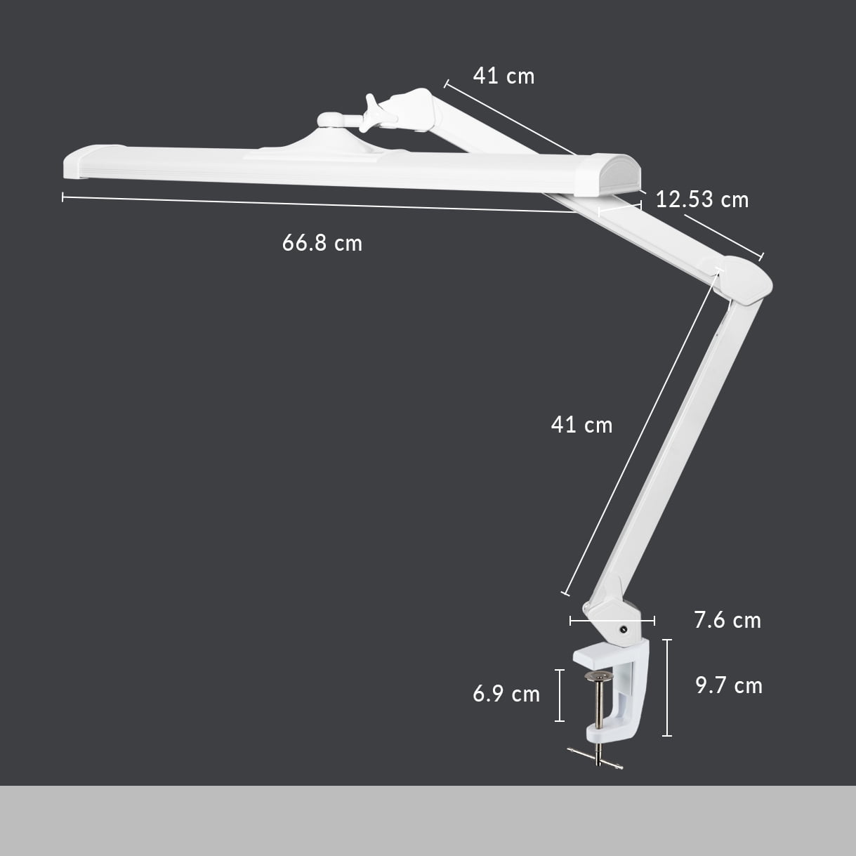 3500 Lumens LED Desk Lamp with Clamp, 26-inch Wide, 3 Light Modes, Reading &amp; Workbench, White