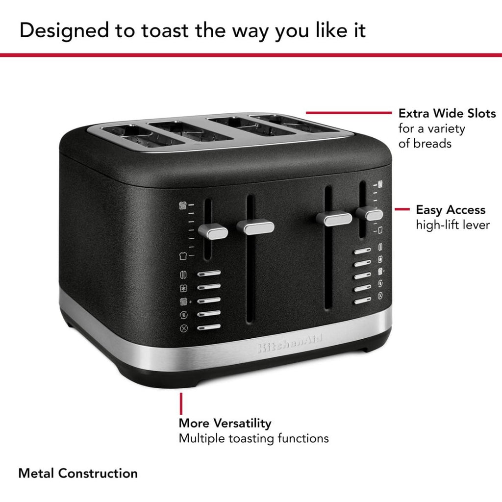 4 Slice Metal Toaster | Cast Iron Black