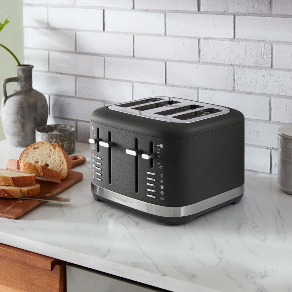 4 Slice Metal Toaster | Cast Iron Black