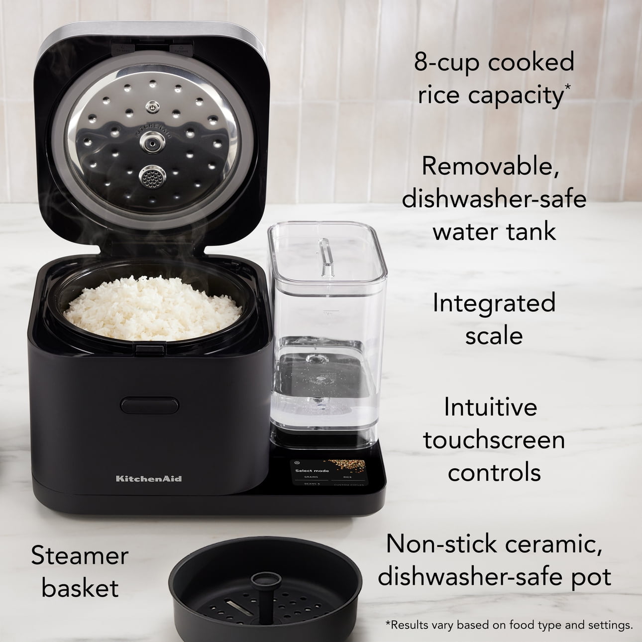 Grain and Rice Cooker 8 Cup with Automatically Sensing Integrated Scale + Water Tank, KGC3155BM