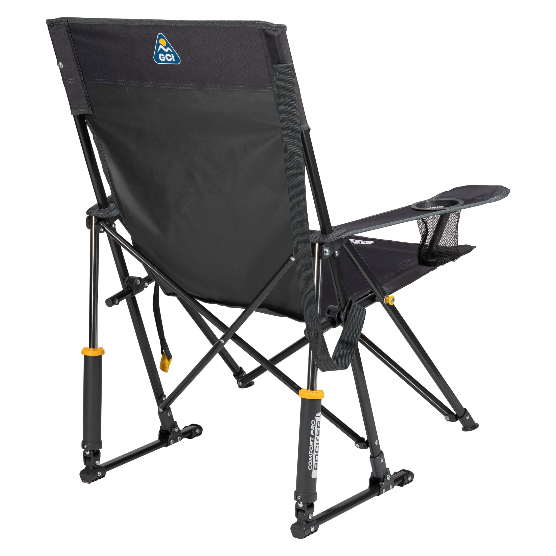 Comfort Pro Rocker Foldable Rocking Camp Chair with Solid Backrest, Dark Charcoal