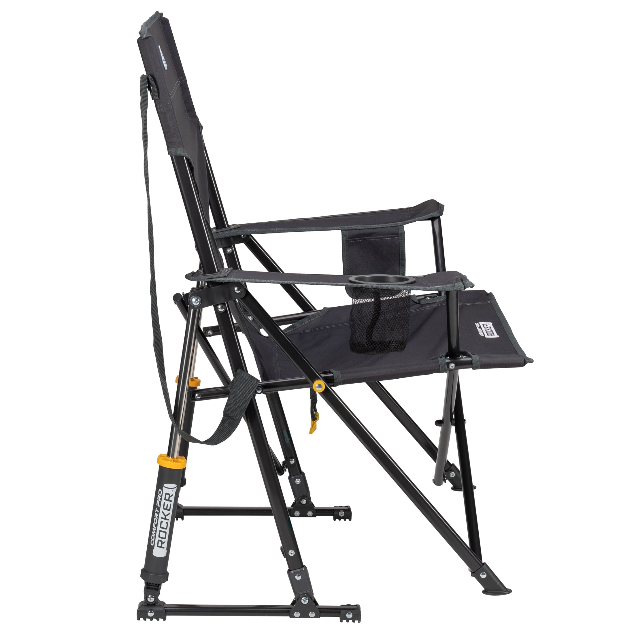 Comfort Pro Rocker Foldable Rocking Camp Chair with Solid Backrest, Dark Charcoal