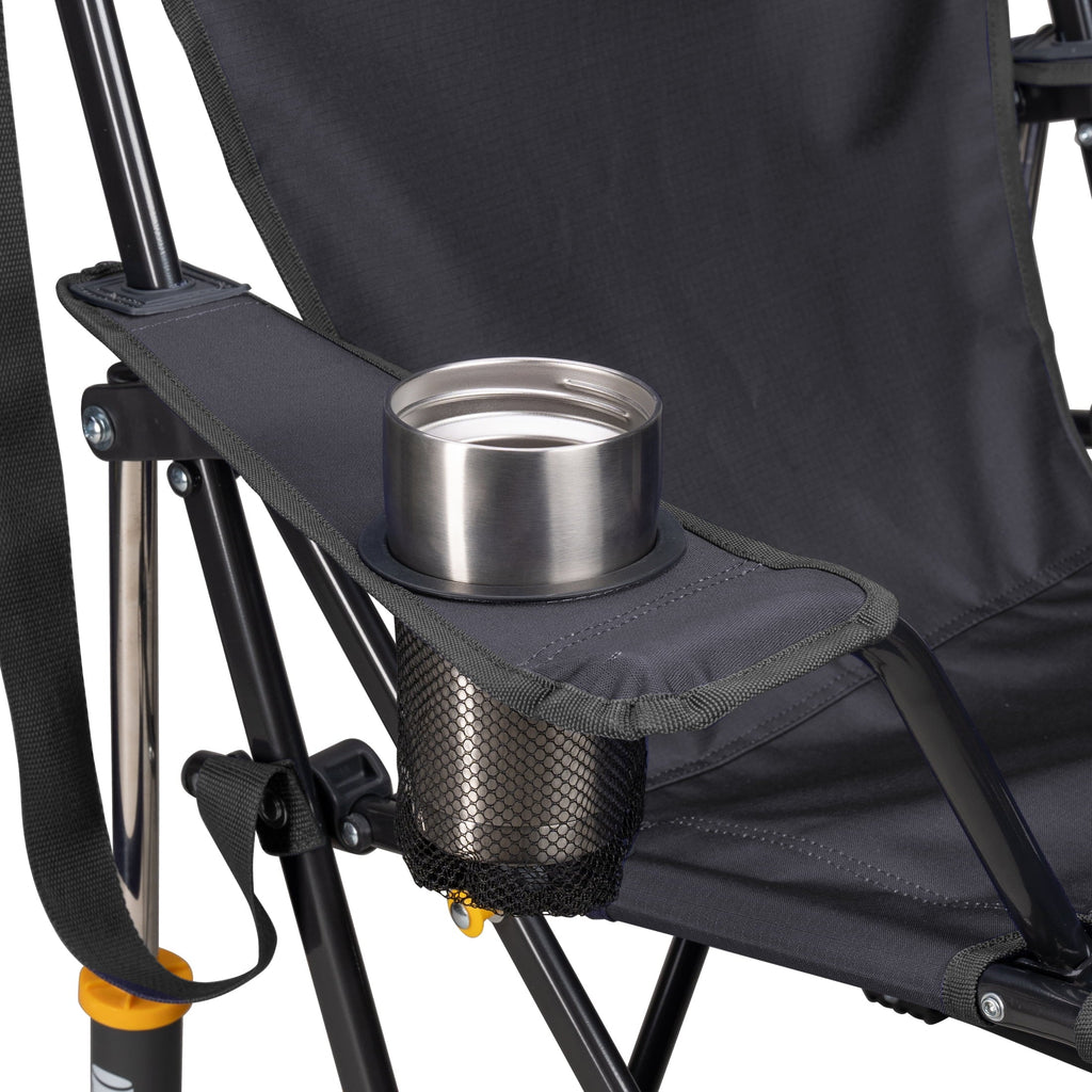 Comfort Pro Rocker Foldable Rocking Camp Chair with Solid Backrest, Dark Charcoal
