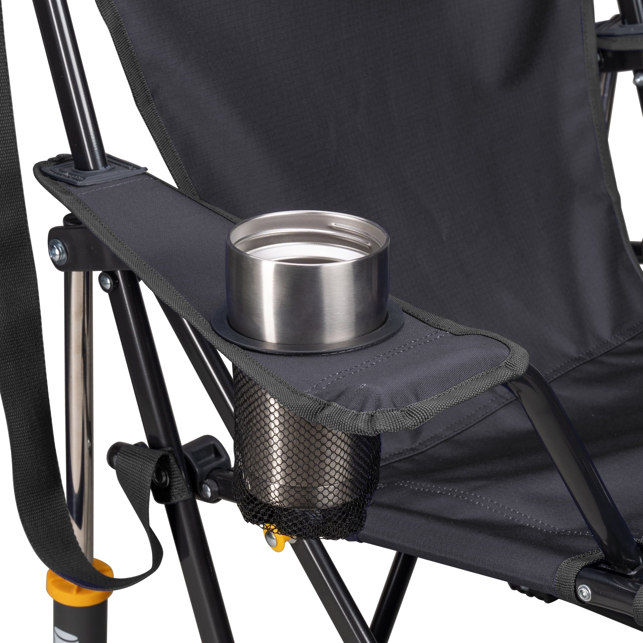 Comfort Pro Rocker Foldable Rocking Camp Chair with Solid Backrest, Dark Charcoal