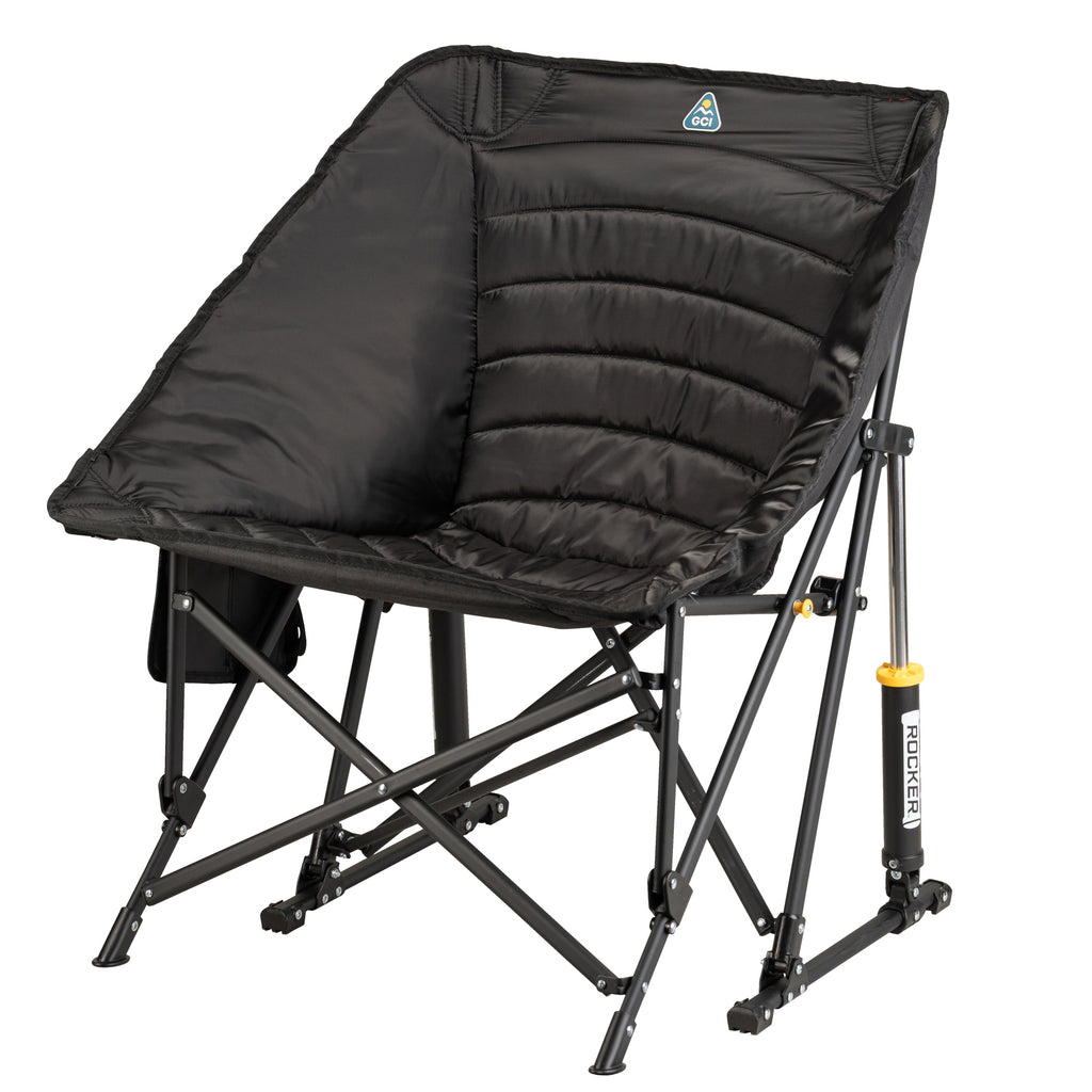 Puff Rocker Foldable Insulated Rocking Camp Chair, Black