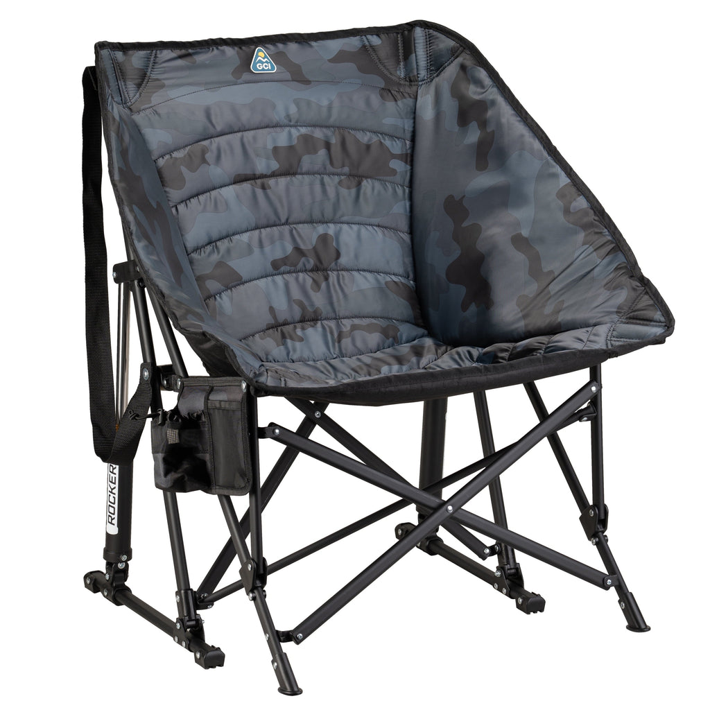 Puff Rocker Foldable Insulated Rocking Camp Chair, Black