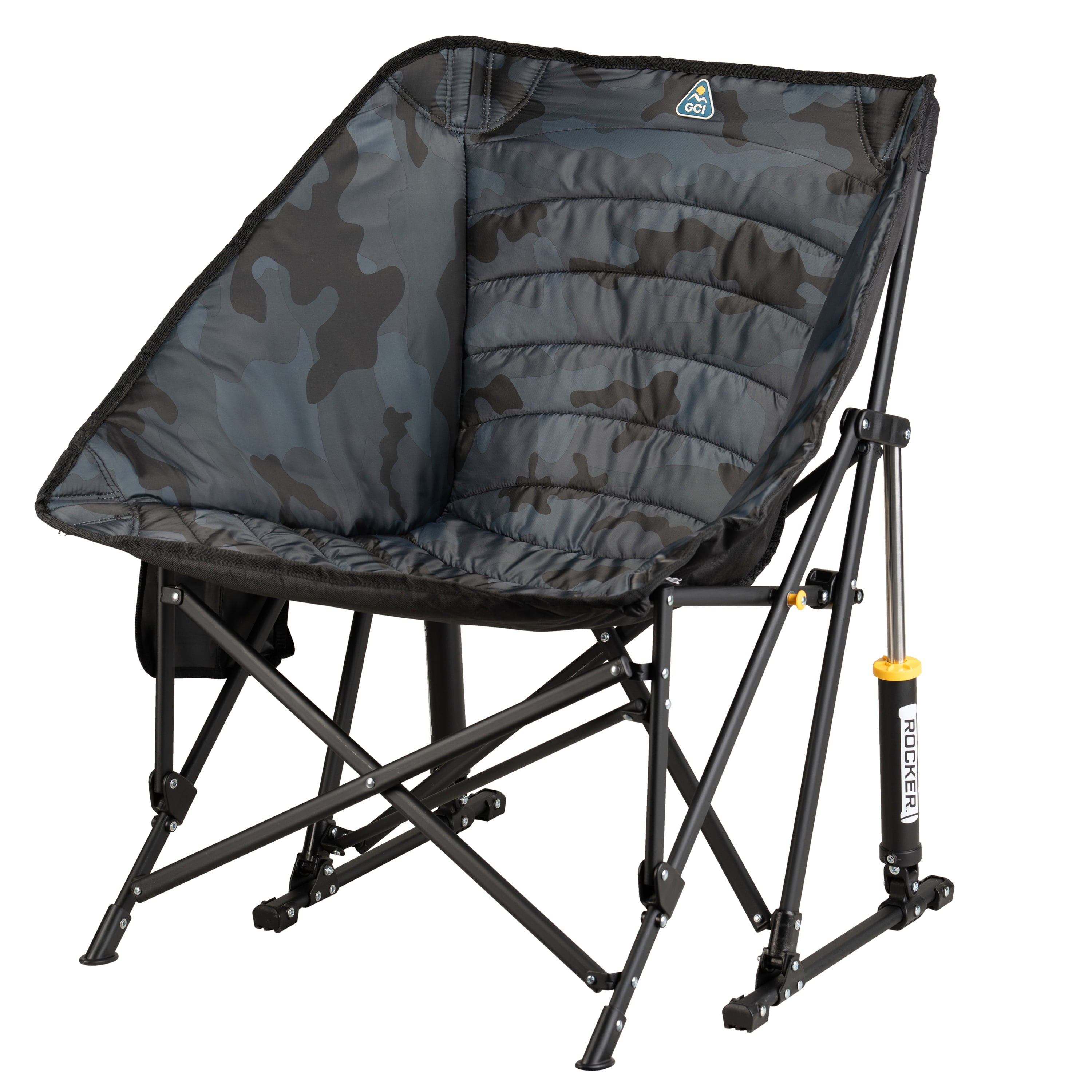Puff Rocker Foldable Insulated Rocking Camp Chair, Black