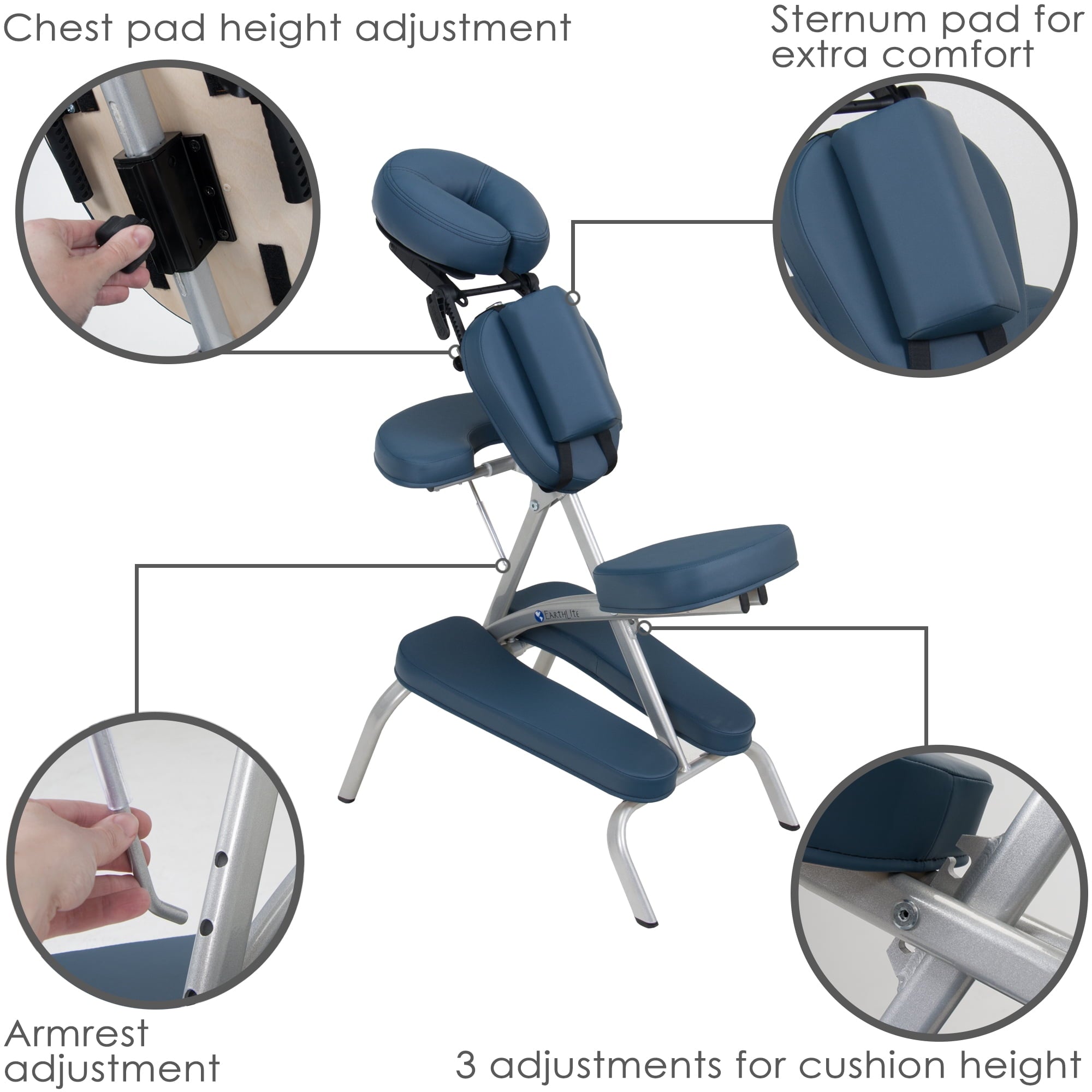 Vortex Portable Massage Chair Package - Portable, Compact, Strong and Lightweight (15lb) incl. Carry Case, Sternum Pad &amp; Strap