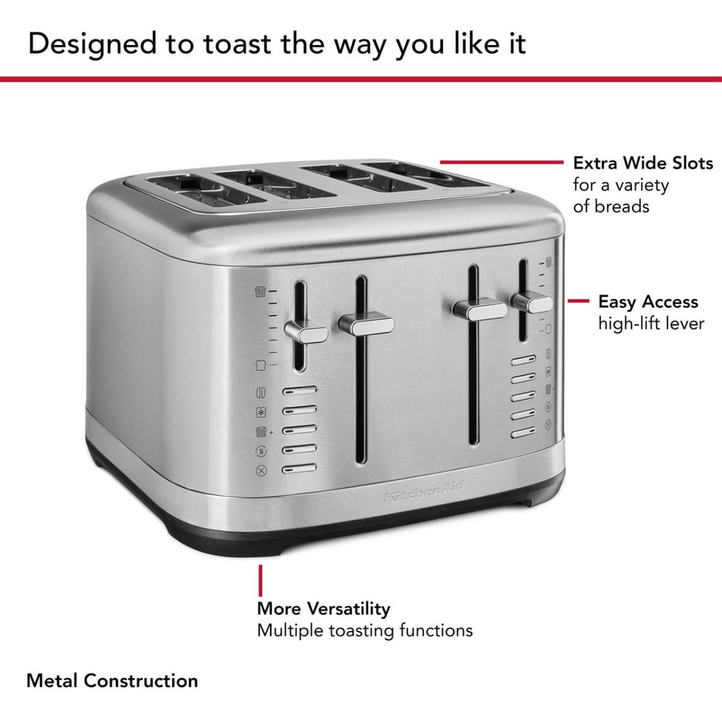 4 Slice Metal Toaster | Brushed Stainless Steel