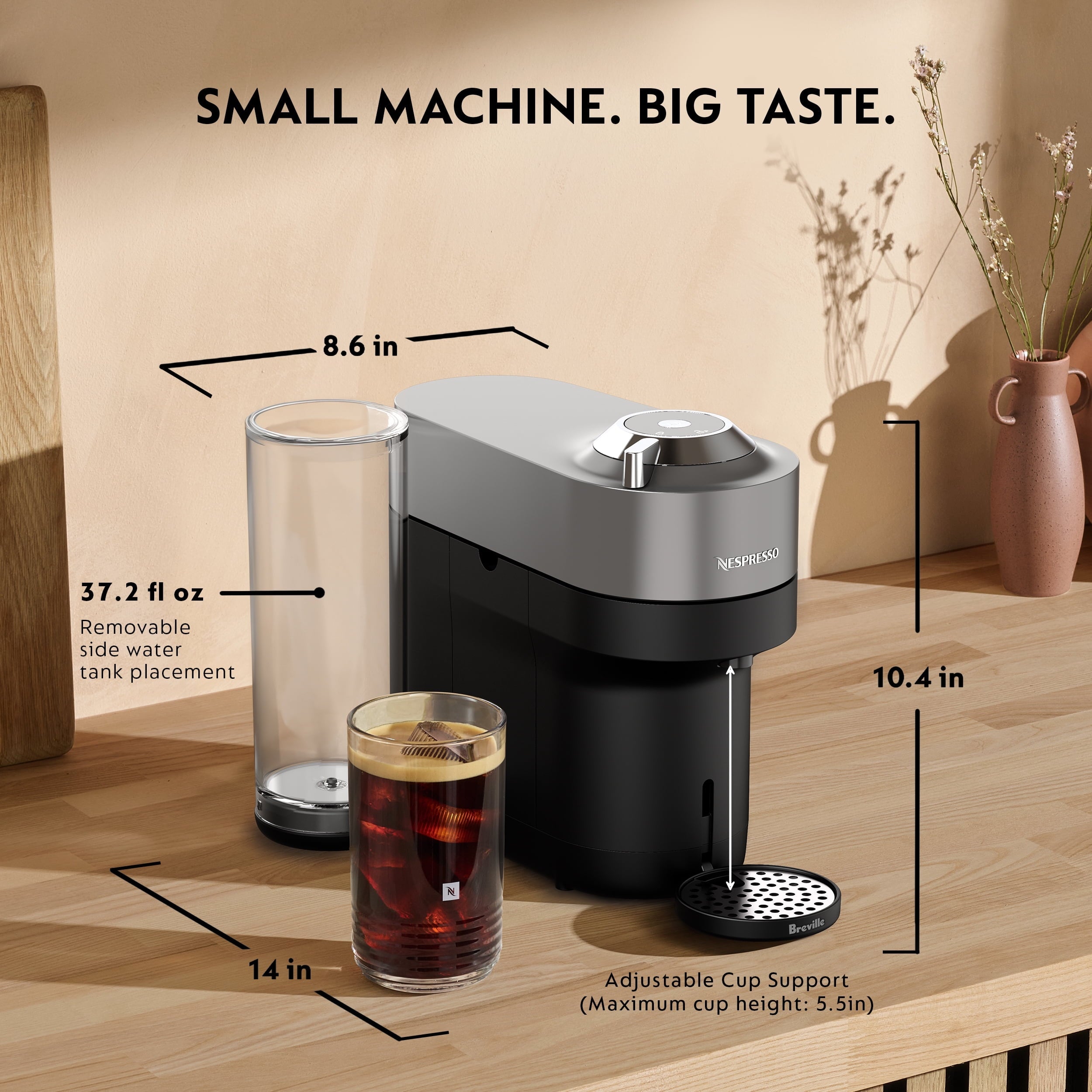 Vertuo Espresso Machine with Milk Frother, Titan Medium