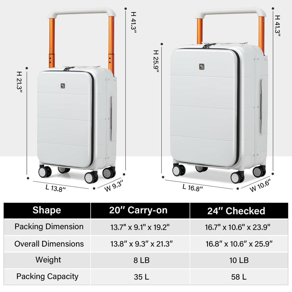 20 Inch Carry On Luggage Hard Shell Suitcases with Spinner Wheels Suitcase for Men Women TSA Luggage Travel Suit Case Lightweight Wide Handle Rolling Luggage(Smoke White)