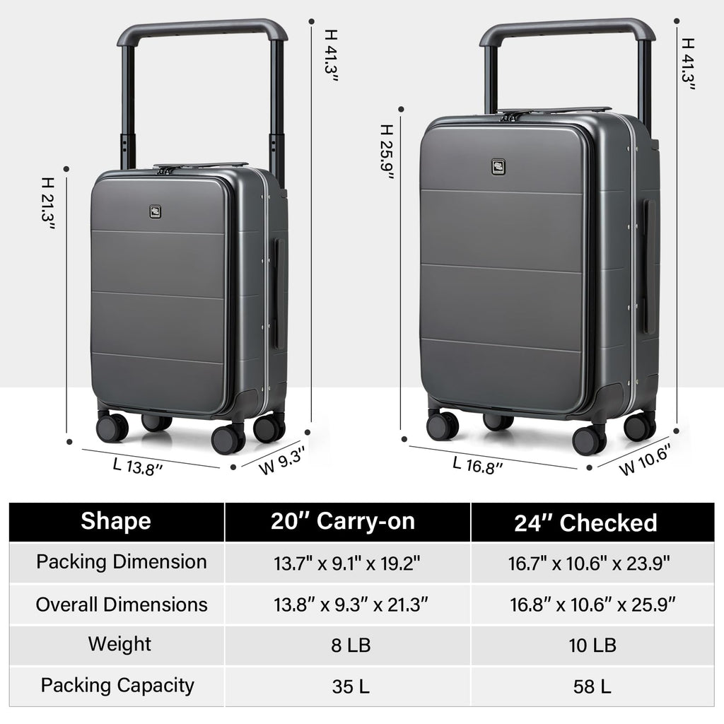 20 Inch Carry On Luggage Hard Shell Suitcases with Spinner Wheels Suitcase for Men Women TSA Luggage Travel Suit Case Lightweight Wide Handle Rolling Luggage(Smoke White)