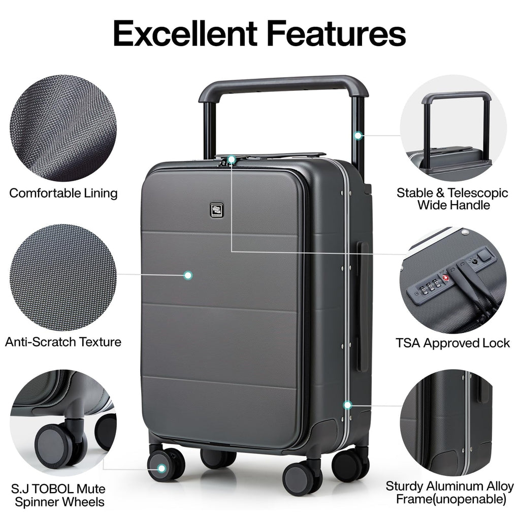 20 Inch Carry On Luggage Hard Shell Suitcases with Spinner Wheels Suitcase for Men Women TSA Luggage Travel Suit Case Lightweight Wide Handle Rolling Luggage(Smoke White)