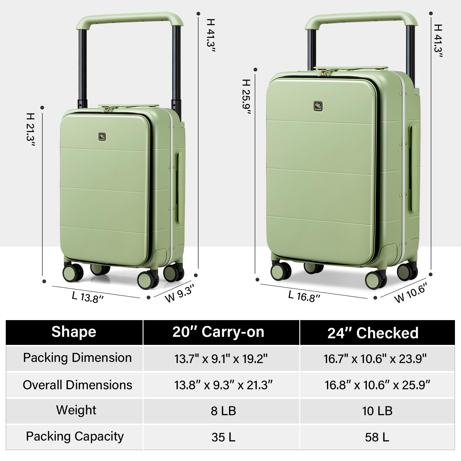 20 Inch Carry On Luggage Hard Shell Suitcases with Spinner Wheels Suitcase for Men Women TSA Luggage Travel Suit Case Lightweight Wide Handle Rolling Luggage(Smoke White)