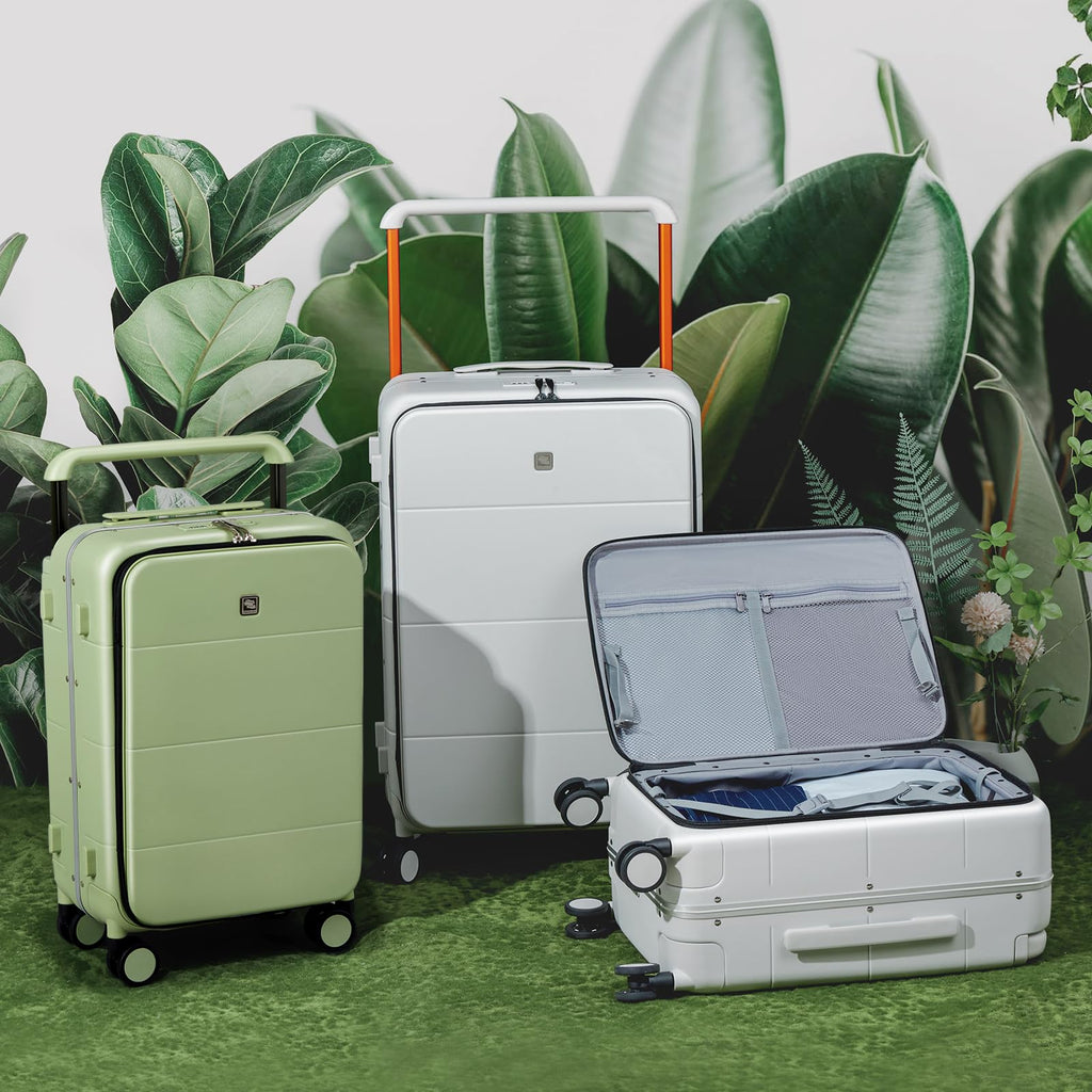 20 Inch Carry On Luggage Hard Shell Suitcases with Spinner Wheels Suitcase for Men Women TSA Luggage Travel Suit Case Lightweight Wide Handle Rolling Luggage(Smoke White)
