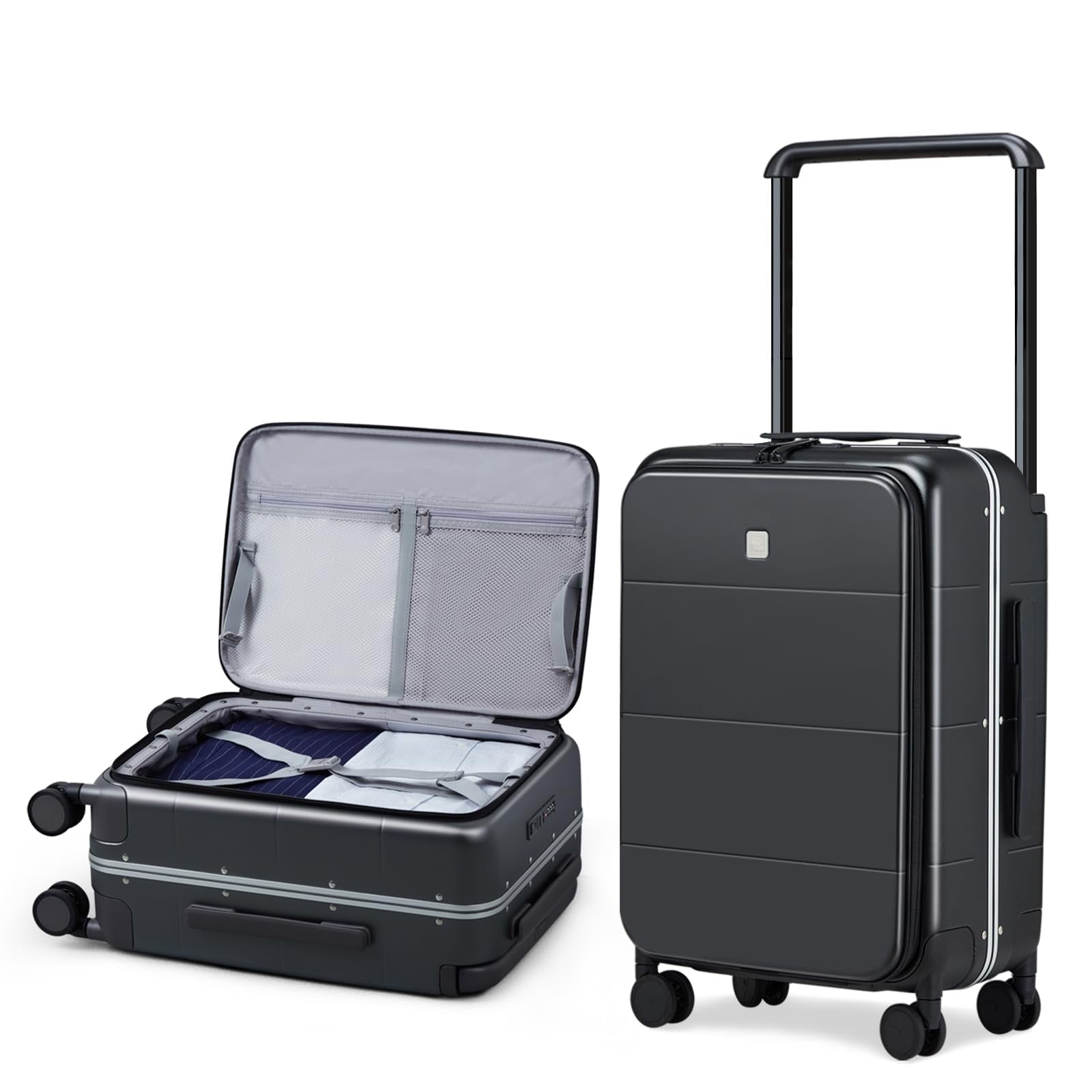20 Inch Carry On Luggage Hard Shell Suitcases with Spinner Wheels Suitcase for Men Women TSA Luggage Travel Suit Case Lightweight Wide Handle Rolling Luggage(Smoke White)