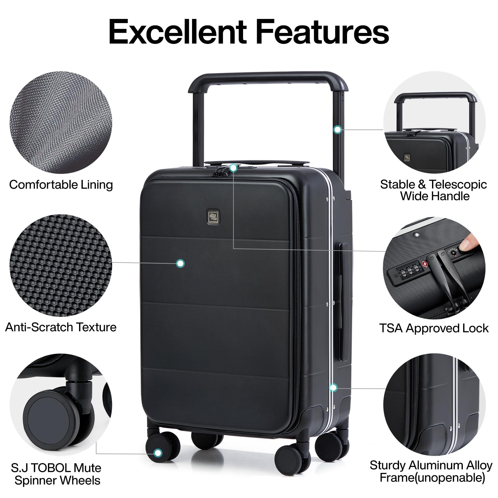 20 Inch Carry On Luggage Hard Shell Suitcases with Spinner Wheels Suitcase for Men Women TSA Luggage Travel Suit Case Lightweight Wide Handle Rolling Luggage(Smoke White)
