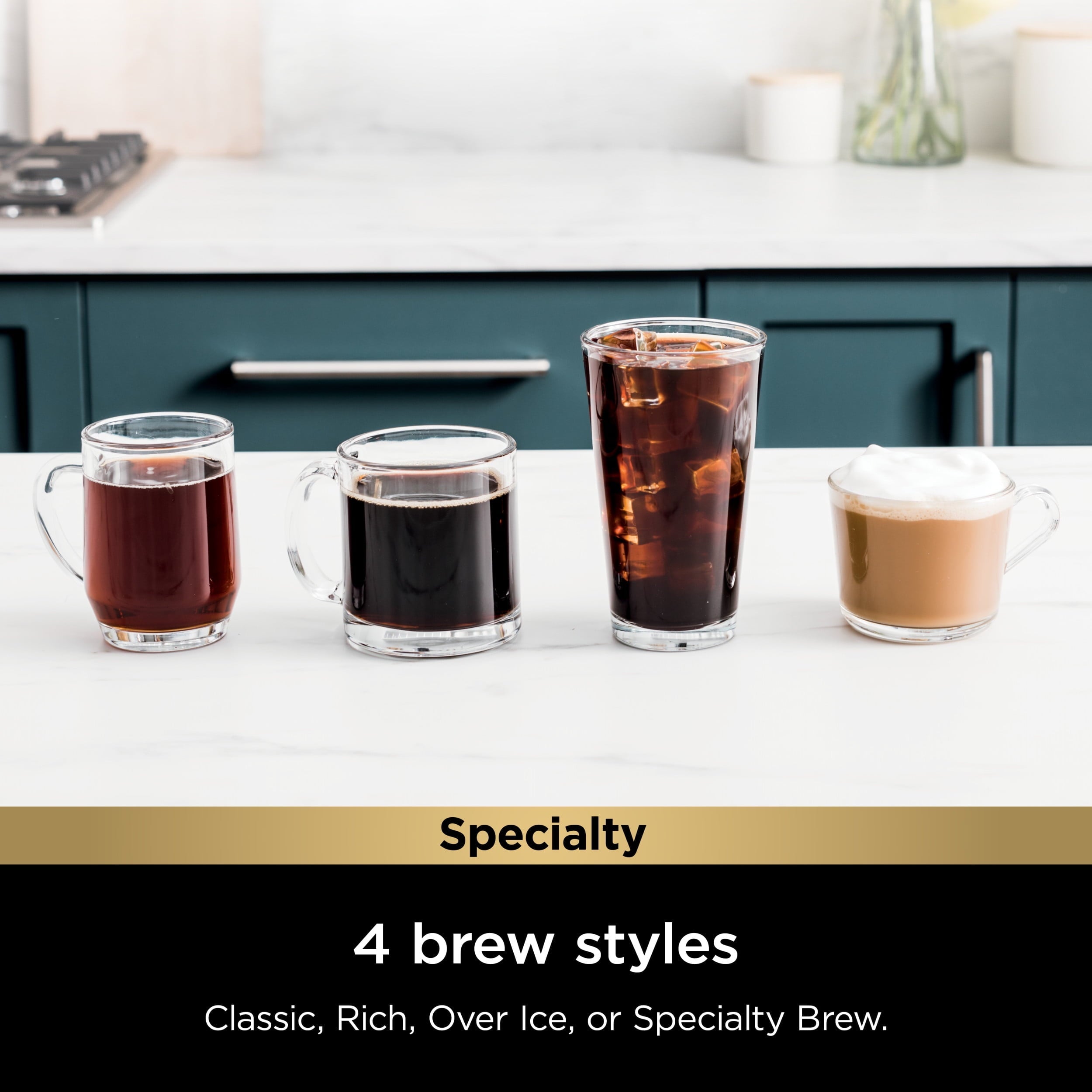 Single-Serve Pods &amp; Grounds Specialty Coffee Maker, K-Cup Pod Compatible, Built-In Milk Frother, 6-oz. Cup to 24-oz. Travel Mug Sizes, Iced Coffee Maker, Gray, PB050