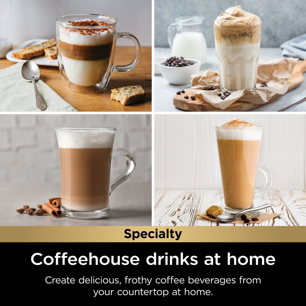 Single-Serve Pods &amp; Grounds Specialty Coffee Maker, K-Cup Pod Compatible, Built-In Milk Frother, 6-oz. Cup to 24-oz. Travel Mug Sizes, Iced Coffee Maker, Gray, PB050