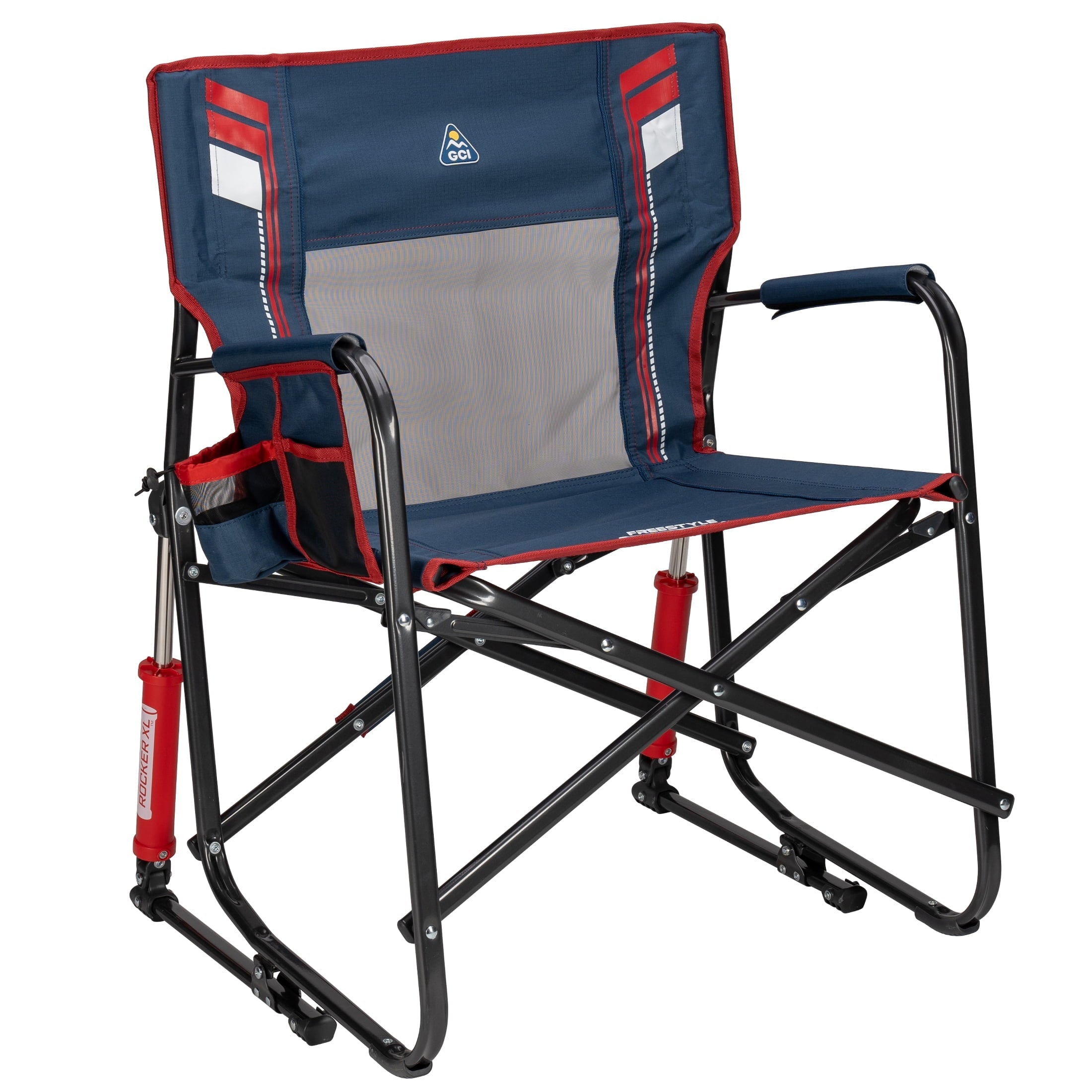 Freestyle Rocker XL Oversized Foldable Rocking Camp Chair, Pewter