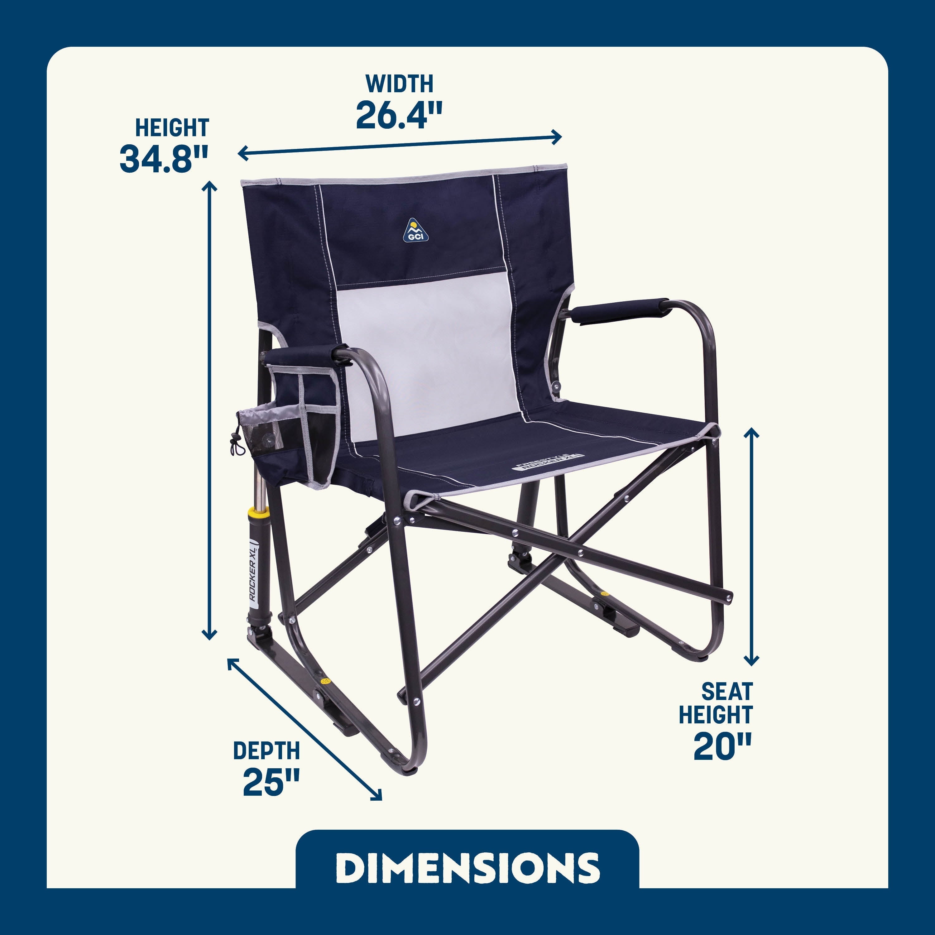 Freestyle Rocker XL Oversized Foldable Rocking Camp Chair, Pewter