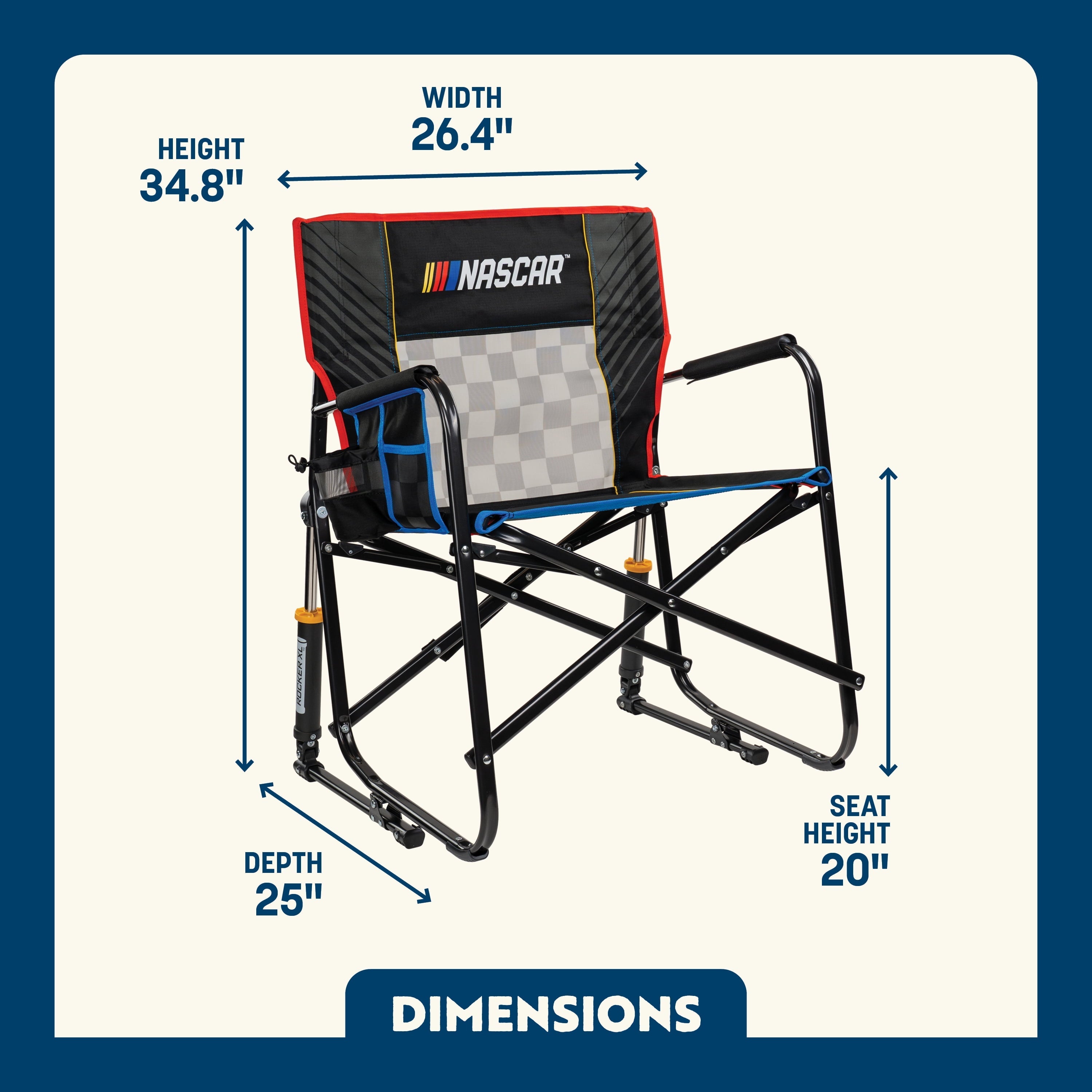 Freestyle Rocker XL Oversized Foldable Rocking Camp Chair, Pewter