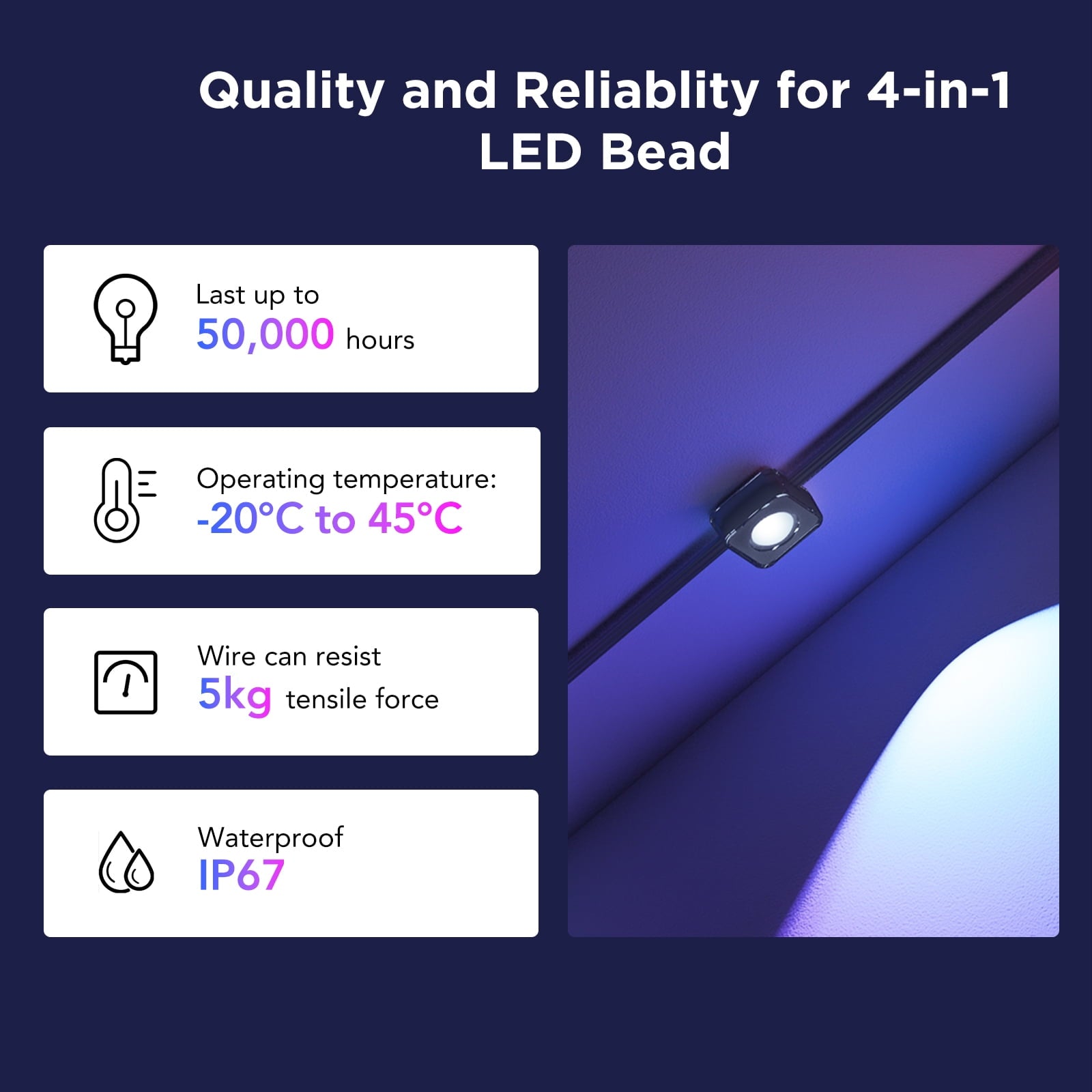 50ft RGBICW Black Permanent Outdoor Lights 2 (Elite)