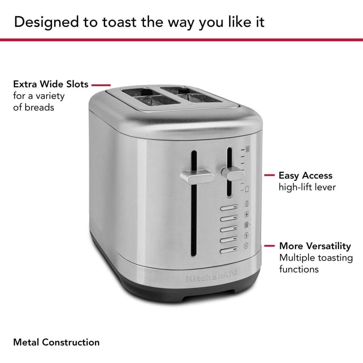 2 Slice Metal Toaster | Brushed Stainless Steel