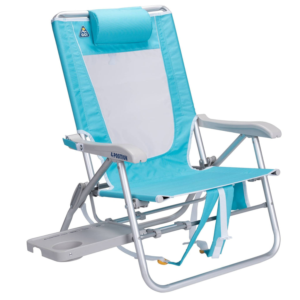 Big Surf with Slide Table Lightweight Low Profile Reclining Beach Chair, Seafoam